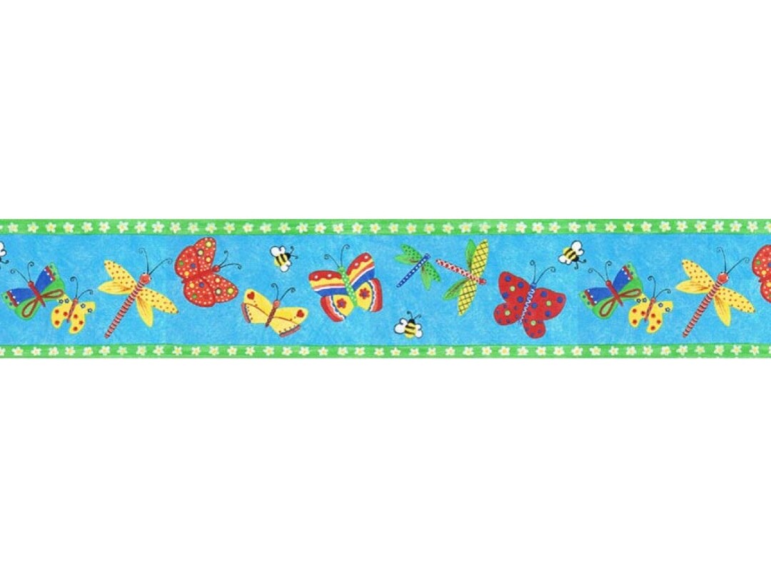 5 1/8 in X 15 Ft Prepasted Wallpaper Borders Butterfly Wall Paper