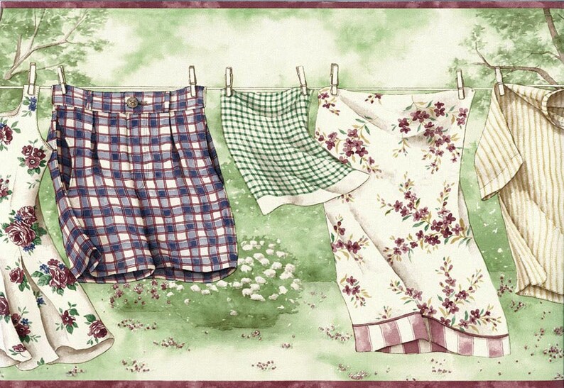 Laundry Wallpaper Border 6151 KB Etsy