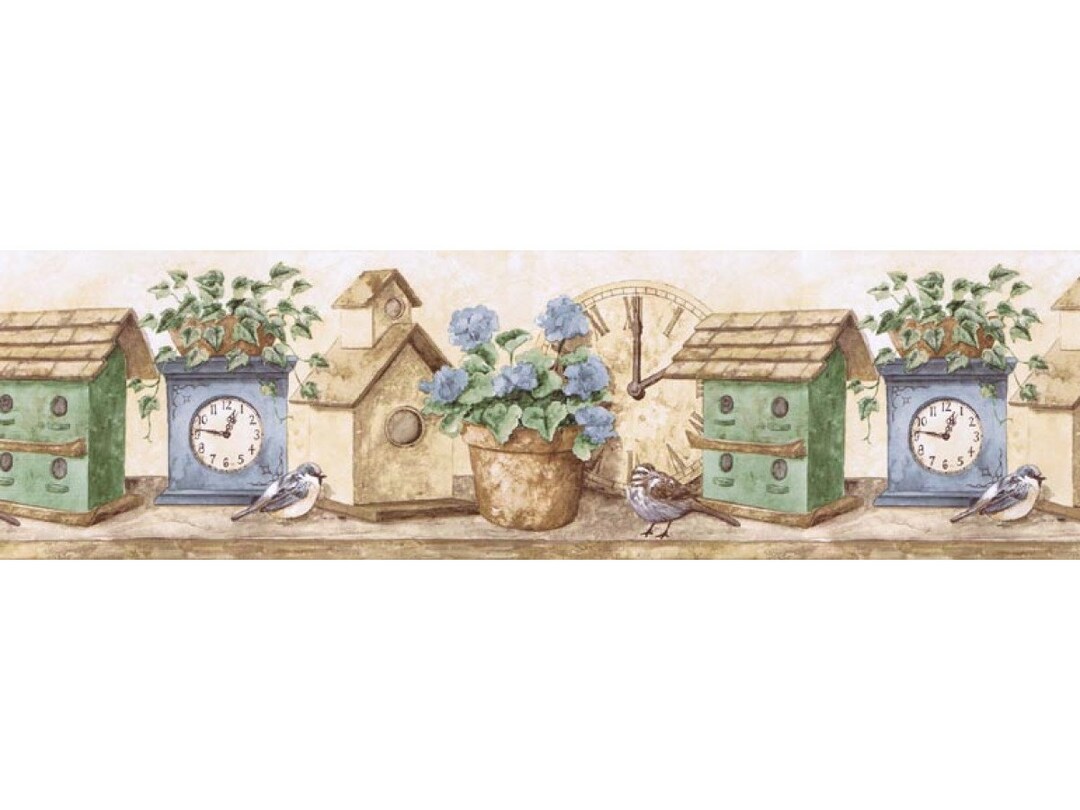 9 in X 15 Ft Prepasted Wallpaper Borders Birds House Wall Paper Border
