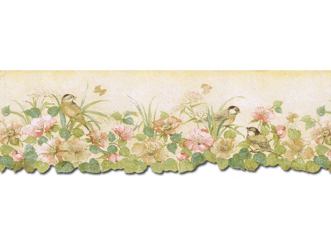 6 7/8 in X 15 Ft Prepasted Wallpaper Borders Birds Wall Etsy