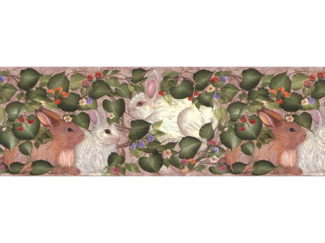 10 1/4 in X 15 Ft Prepasted Wallpaper Borders Rabbits Wall - Etsy