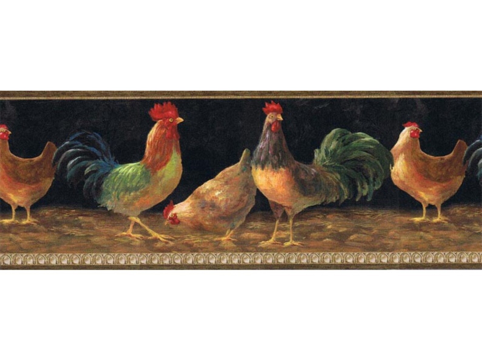 9 in X 15 Ft Prepasted Wallpaper Borders Roosters Wall Paper Etsy