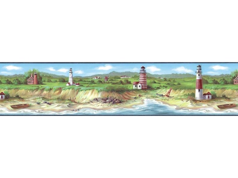 7 in X 15 Ft Prepasted Wallpaper Borders Light House Wall Etsy
