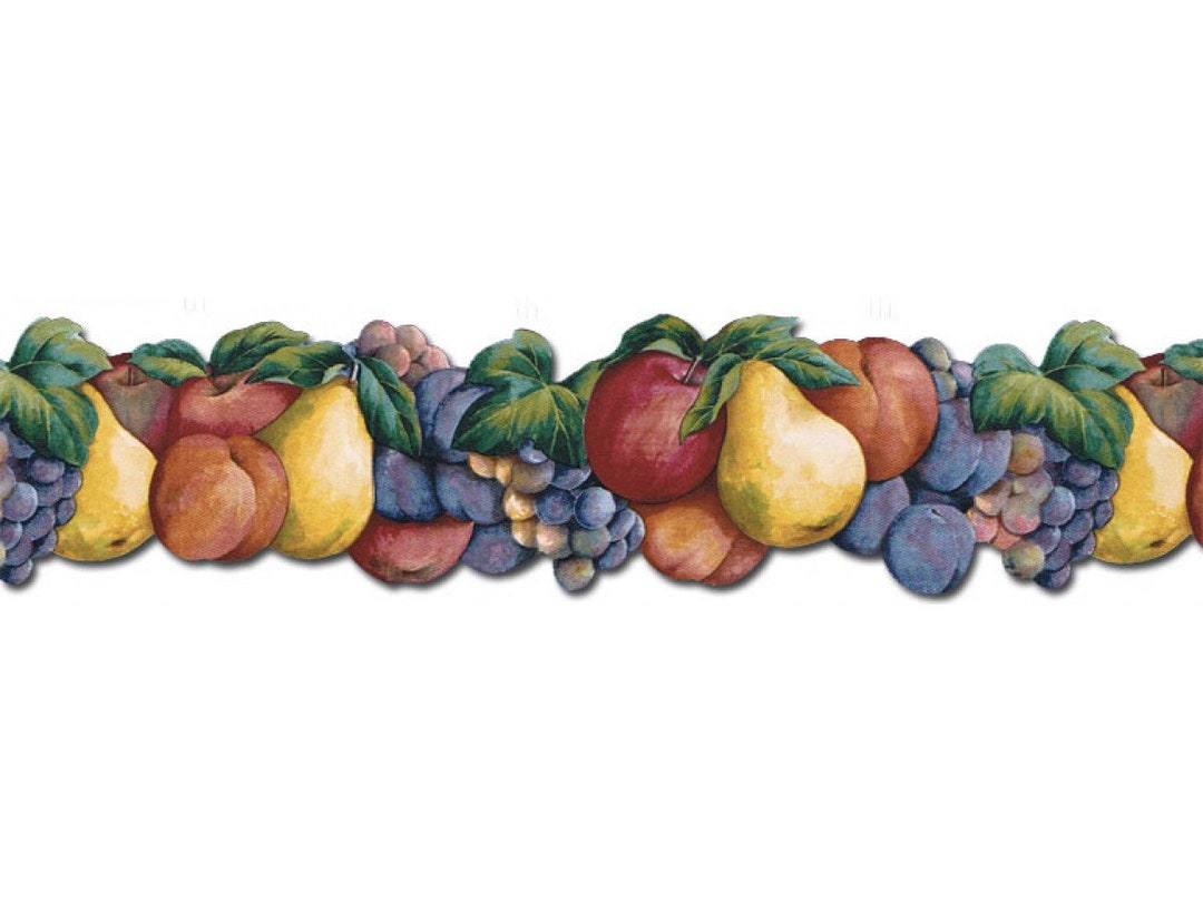 5 3/4 in X 15 Ft Prepasted Wallpaper Borders Fruits Wall Etsy