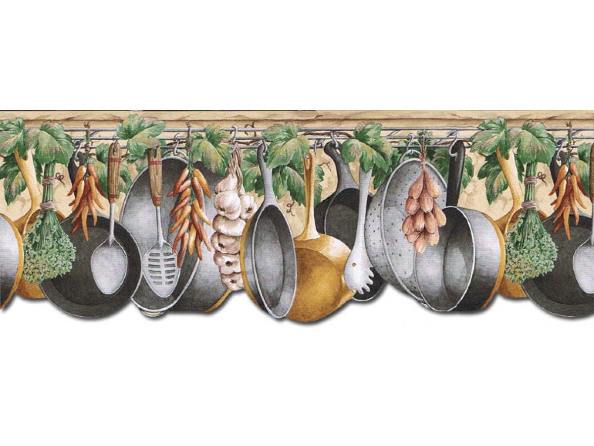 9 1/8 in X 15 Ft Prepasted Wallpaper Borders Kitchen Wall Etsy