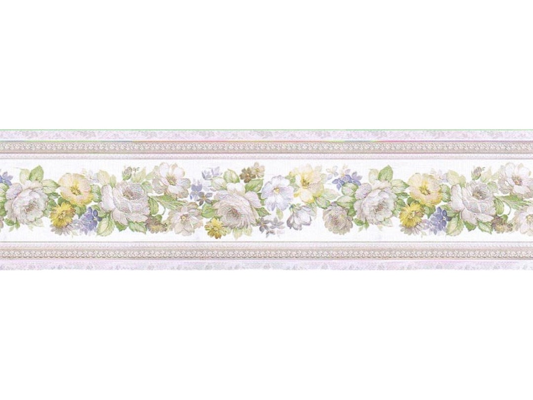 4 1/4 in X 15 Ft Prepasted Wallpaper Borders Floral Wall Etsy
