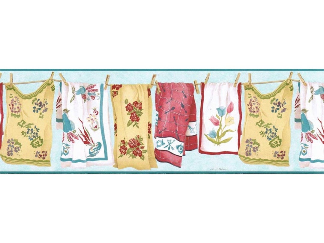 9 in X 15 Ft Prepasted Wallpaper Borders Laundry Wall Paper Border