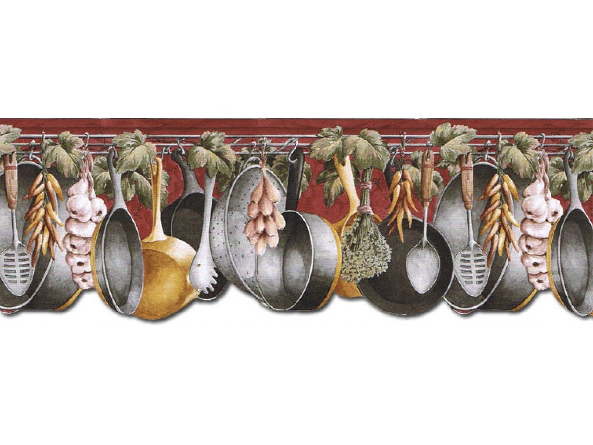 9 1/8 in X 15 Ft Prepasted Wallpaper Borders Kitchen Wall Etsy