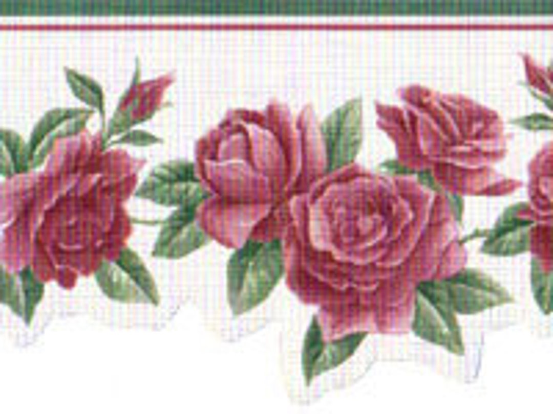 Prepasted Wallpaper Borders Roses Wallpaper Border B74111 Etsy