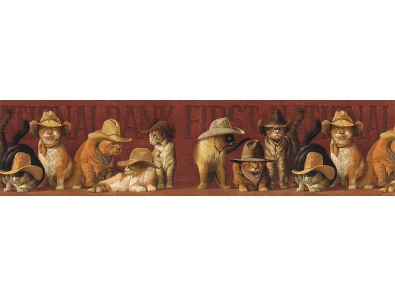 6 7/8 in X 15 Ft Prepasted Wallpaper Borders Cats Wall Paper Etsy
