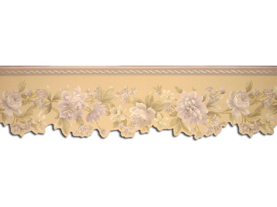 6 3/4 in X 15 Ft Prepasted Wallpaper Borders Roses Wall Paper Border