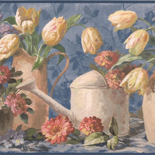 Prepasted Wallpaper Borders Floral Wallpaper Border Etsy