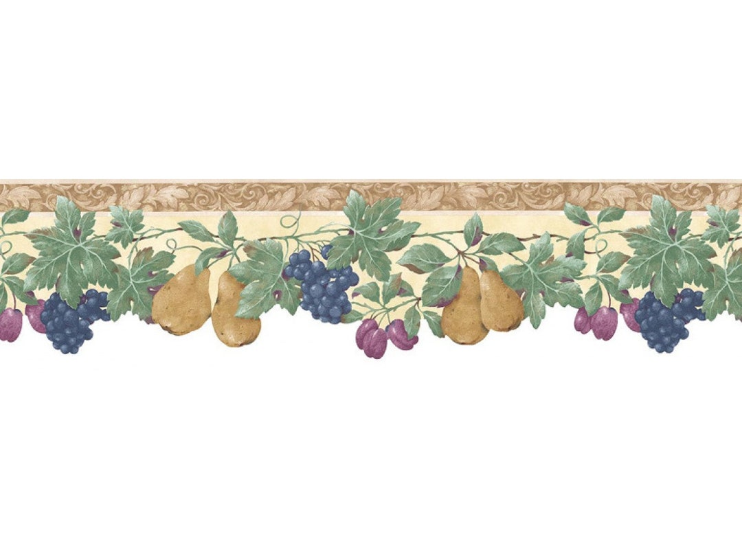 6 1/2 in X 15 Ft Prepasted Wallpaper Borders Fruits Wall Etsy