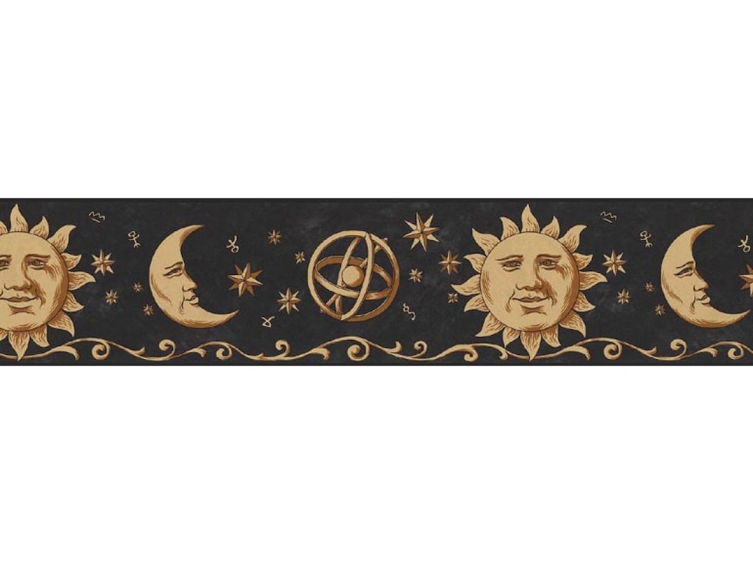 7 in X 15 Ft Prepasted Wallpaper Borders Sun, Moon and Stars Wall Paper