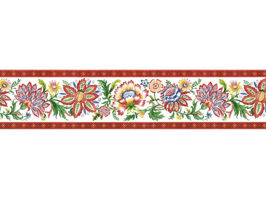 6 in X 15 Ft Prepasted Wallpaper Borders Floral Wall Paper Border