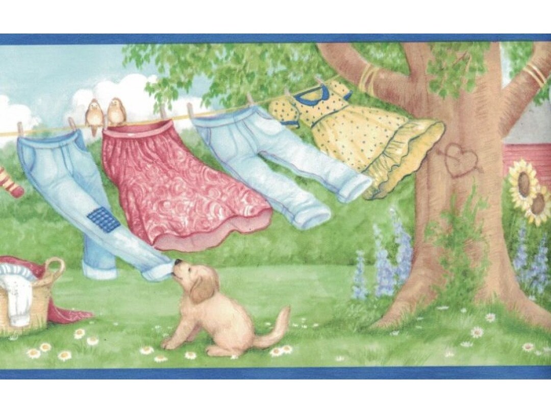 6.875 in X 15 Ft Prepasted Wallpaper Borders Laundry Wall Paper Border