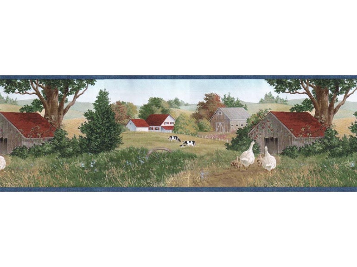9 in X 15 Ft Prepasted Wallpaper Borders Country Wall Paper Etsy