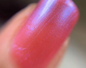 Pearl Pink Nail Polish with Iridescent Blue 5-Free Handmade Indie Nail Polish Vegan Animal Cruelty-Free Cute Gifts for her Palm-Free