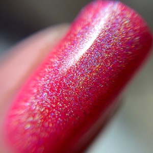 Strong Linear Holographic and Neon Pink Nail Polish Duo 5-Free Handmade Indie Nail Polish Cruelty Free Cute Gifts for her Palm-Free