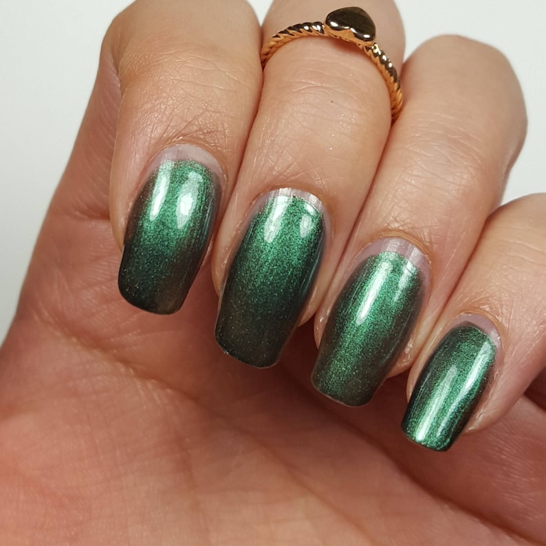 DARK GREEN Nail Polish Shimmery Emerald Green 5 Free Handmade Etsy