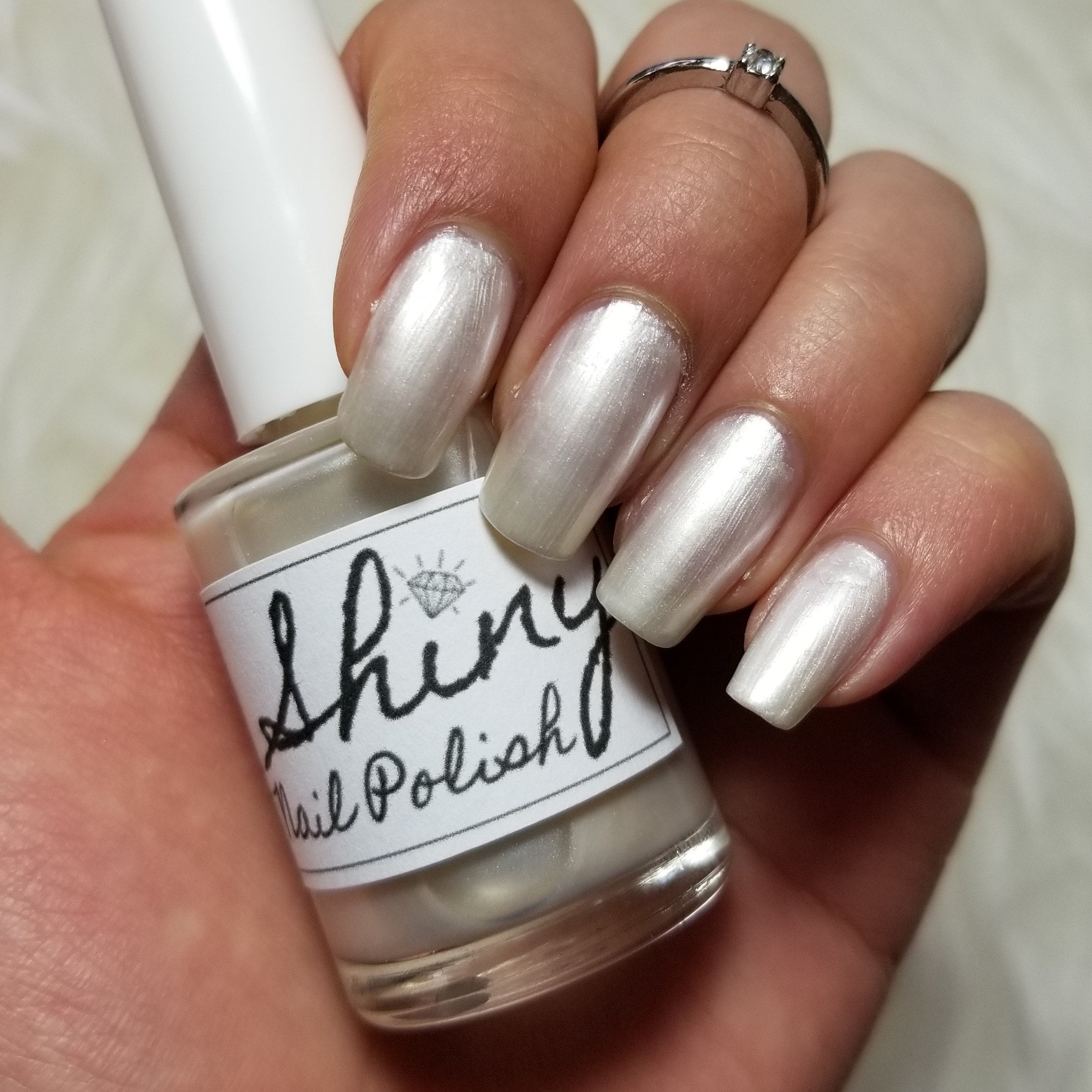 Satin White Nail Polish 5-free Cute Handmade Indie Nail