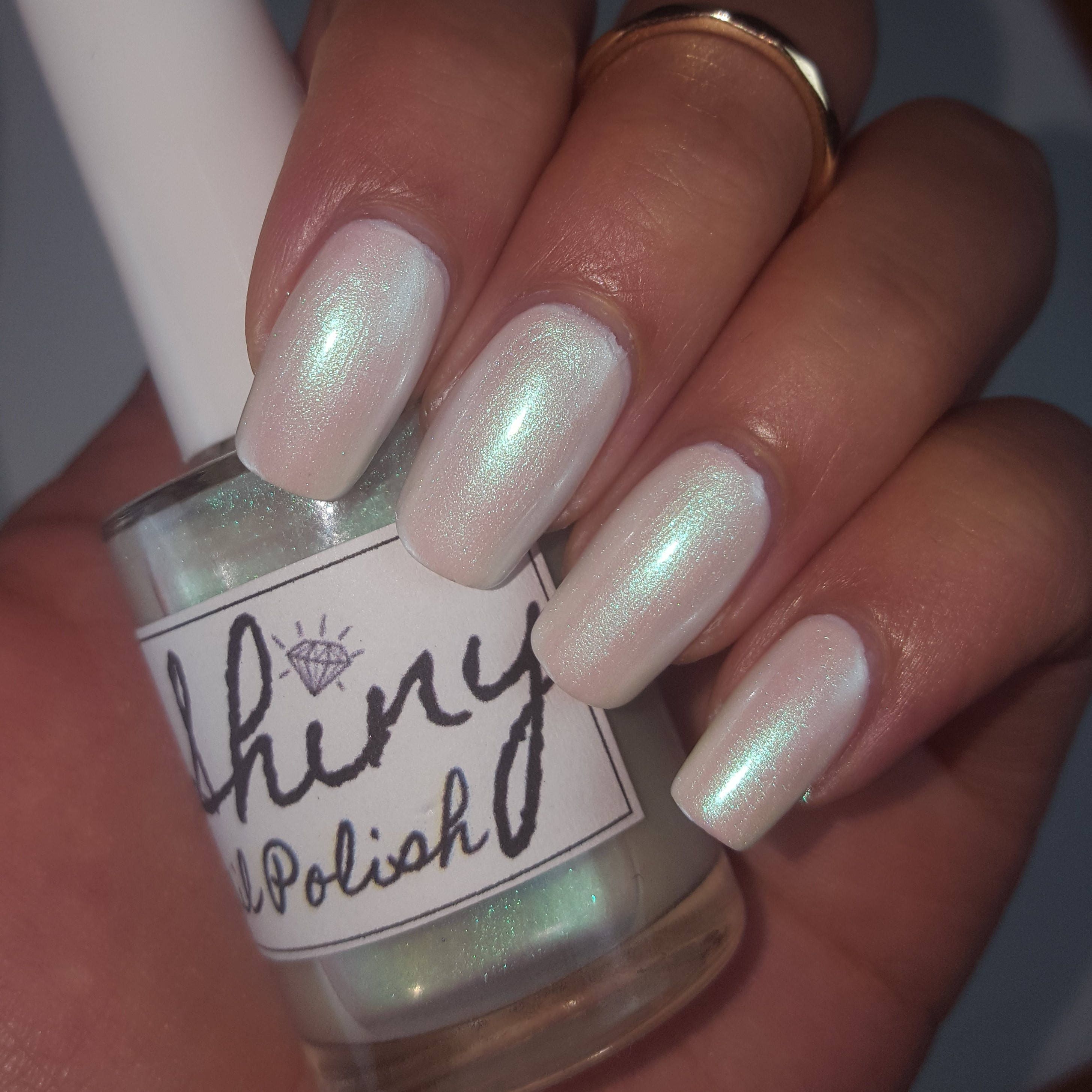 White Pearl Iridescent Nail Polish Duo 5-Free Handmade Indie | Etsy