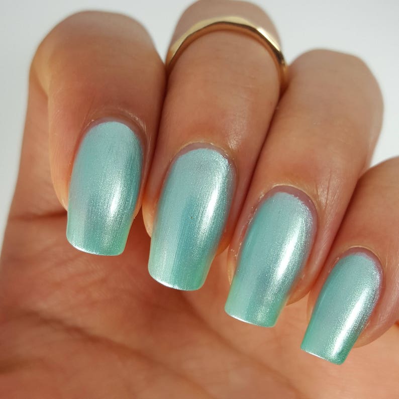 Pearl Mint Green Nail Polish 5free Handmade Indie Nail Polish Etsy
