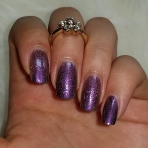 Scattered Holographic Plum Purple Nail Polish 5-Free Handmade Indie Nail Polish Animal Cruelty-Free Vegan Gifts for her Palm-Free