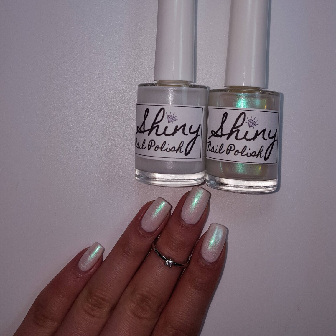 White Pearl Iridescent Nail Polish Duo 5-Free Handmade Indie | Etsy