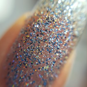 Blue Silver Holographic Glitter Nail Polish 5-Free Handmade Indie Nail Polish Cruelty-Free Classy Cute Gifts For Her Palm-Free