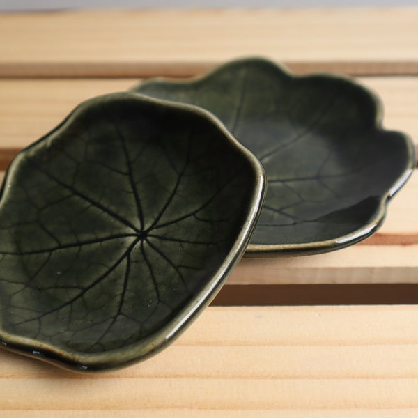 Ceramic Leaf Dish Jewelry Tray Handmade Gifts For Mom Flowers Gifts For Gardeners Pottery Nasturtium Incense Holder