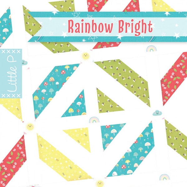 Little P Rainbow Bright Quilt Pattern by Sarah Price for It's Sew Emma Patterns 42 1/2in x 42 1/2in ISE-529 PAPER pattern