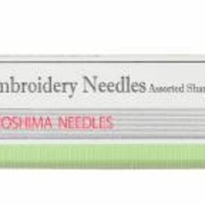 May include: A green and white package of embroidery needles from the brand "Tumi" with the text "Embroidery Needles Assorted Sharp Tip #7 #9 #10" and "HIROSHIMA NEEDLES".