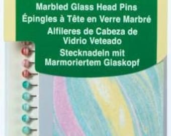 Clover Marbled Glass Head Pins 20ct - 4 colors #2511CV straight pins for quilting and sewing