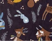 Wild Free charcoal with baby animals by Abi Hall for Moda fun forest native american prints for kids, bear fox deer squirrel 35311 12