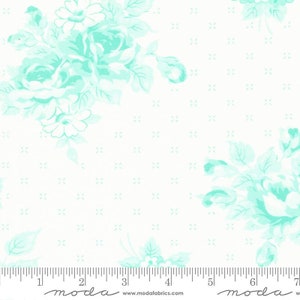 Lighthearted Rosy Cream Aqua by Camille Roskelley for Moda Fabrics 55290 21 Fabric sold in HALF YARD increments