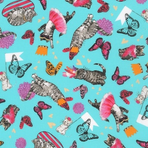 Fancypants Turquoise by World Art Group for Robert Kaufman Fabric AWUD-22085-81 TURQUOISE This fabric is sold in HALF yard increments
