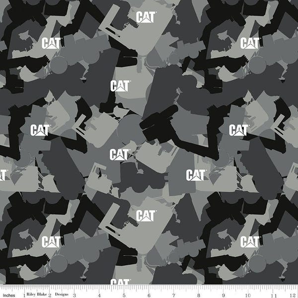 Caterpillar 100 Years Camo Gray for Riley Blake Designs C16721 GRAY Fabric is sold in HALF YARD increments