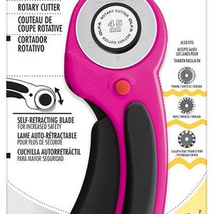 Magenta Olfa 45mm Rotary Cutter RTY-2DX self-retracting blade and ergonomic handle for easy and comfortable cutting