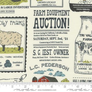Farmstead Vintage Farm Advertisements Porcelain by Stacy Iest Hsu for Moda Fabrics 20902 11 Sold in HALF Yard increments