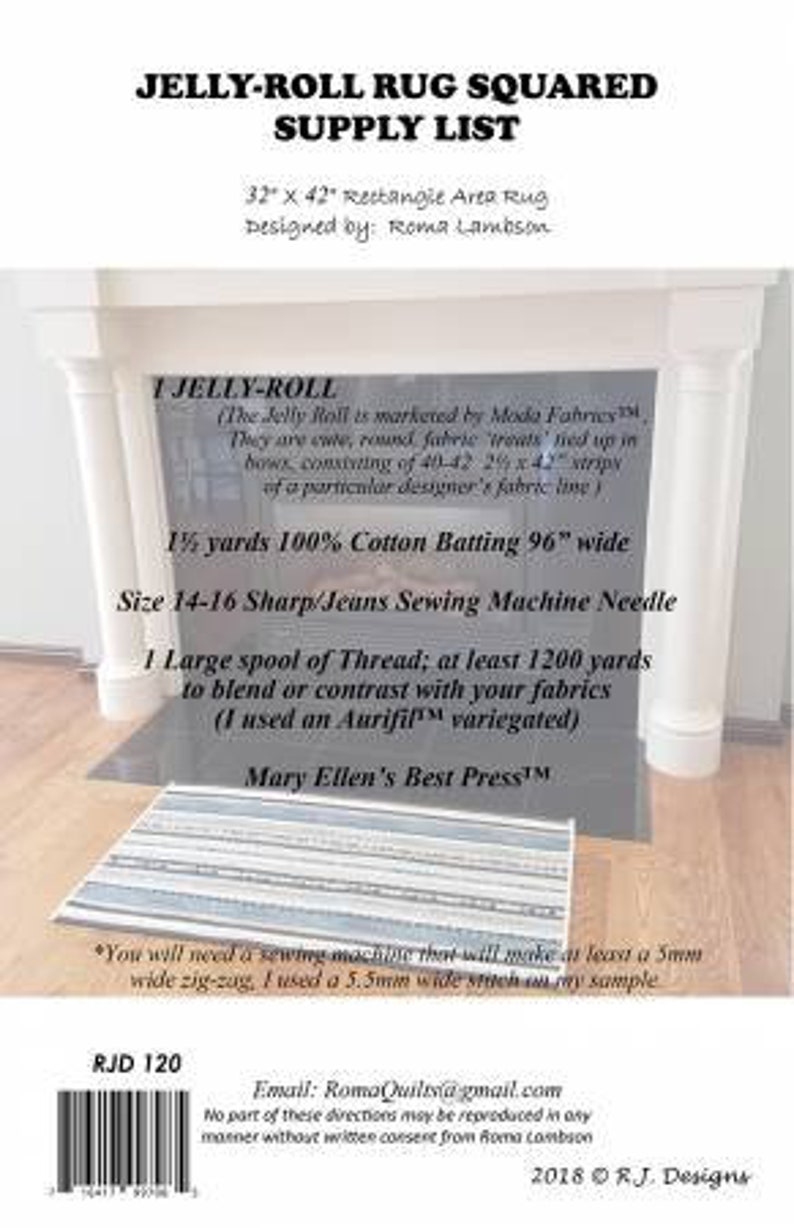 Jelly Roll Rug 2 squared Pattern by Roma Lambson for RJ Etsy