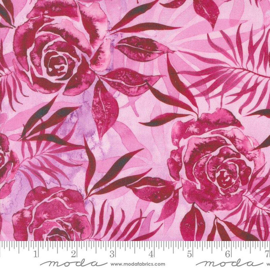 Coming up Roses Prussian Rose Magenta by Create Joy Project for Moda ...