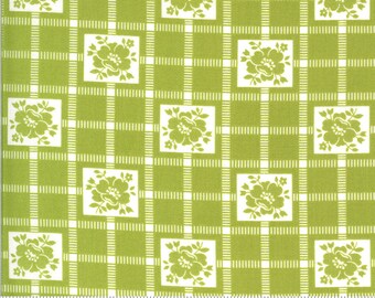 Shine On Check Green floral box pattern by Bonnie and Camille for Moda fabrics, 55212 16  Sold in HALF yard increments