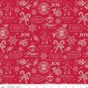 Flannel Old Fashioned Christmas Treats Red by My Mind's Eye for Riley Blake Design F15030-RED Sold in HALF yard increments
