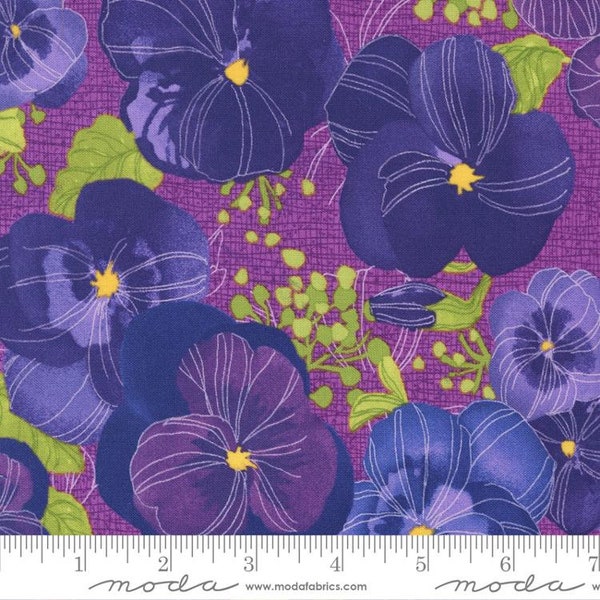 Pansys Posies Main Floral Plum by Robin Pickens for Moda Fabrics 48720 14 Sold in HALF yard increments