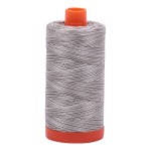 Light Grey Variegated Silver Fox Aurifil Mako Cotton Thread Color 4670, 50 wt, 1300m, 1 spool