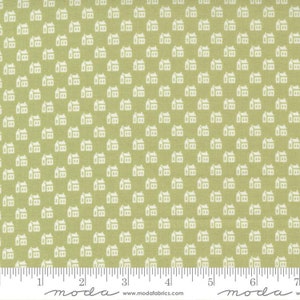 Christmas Stitched House Evergreen by Fig Tree and Co. for Moda Fabrics 20447 13 This fabric is sold in HALF YARD increments