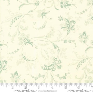 Collections for a Cause Etchings Serene Scroll Parchment Aqua by Howard Marcus & 3 Sisters for Moda Fabrics 44333 21 Sold in HALF YARDS