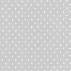 May include: A seamless pattern of white polka dots on a light gray background.