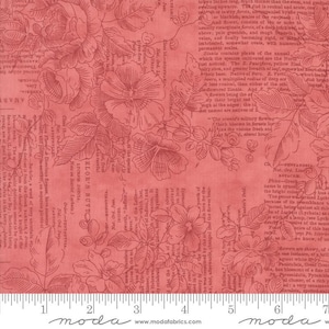Muse Poetry of Flowers Scarlet by 3 Sisters for Moda Fabrics 44392 13 Fabric is sold in HALF YARD increments